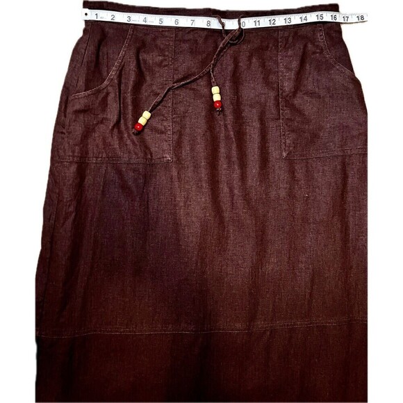 Giorgio Fiorlini Y2k Maxi Skirt Women's Size 14 Brown Linen Blend Boho 90's‎ - Picture 8 of 11